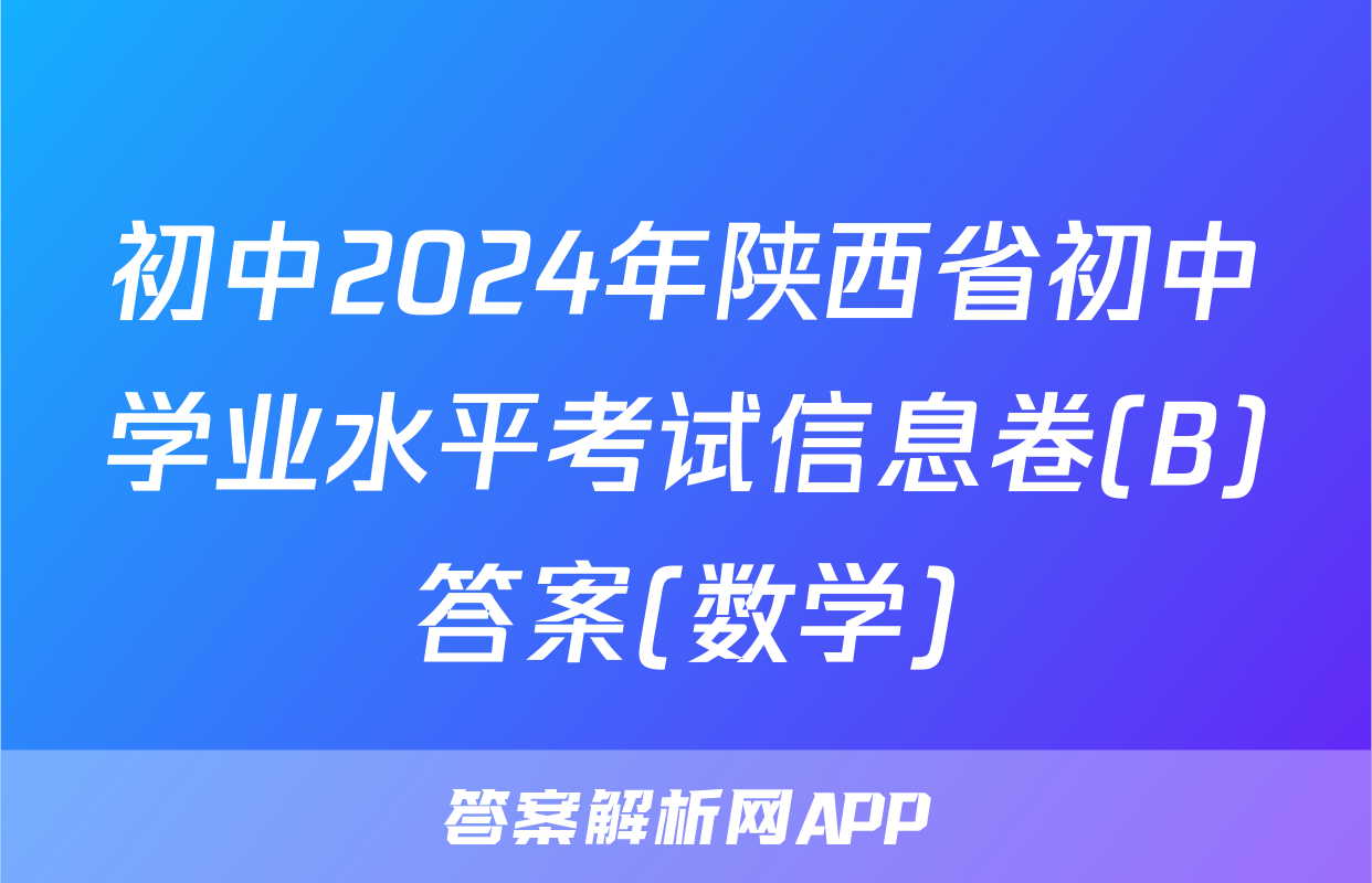 初中2024年陕西省初中学业水平考试信息卷(B)答案(数学)