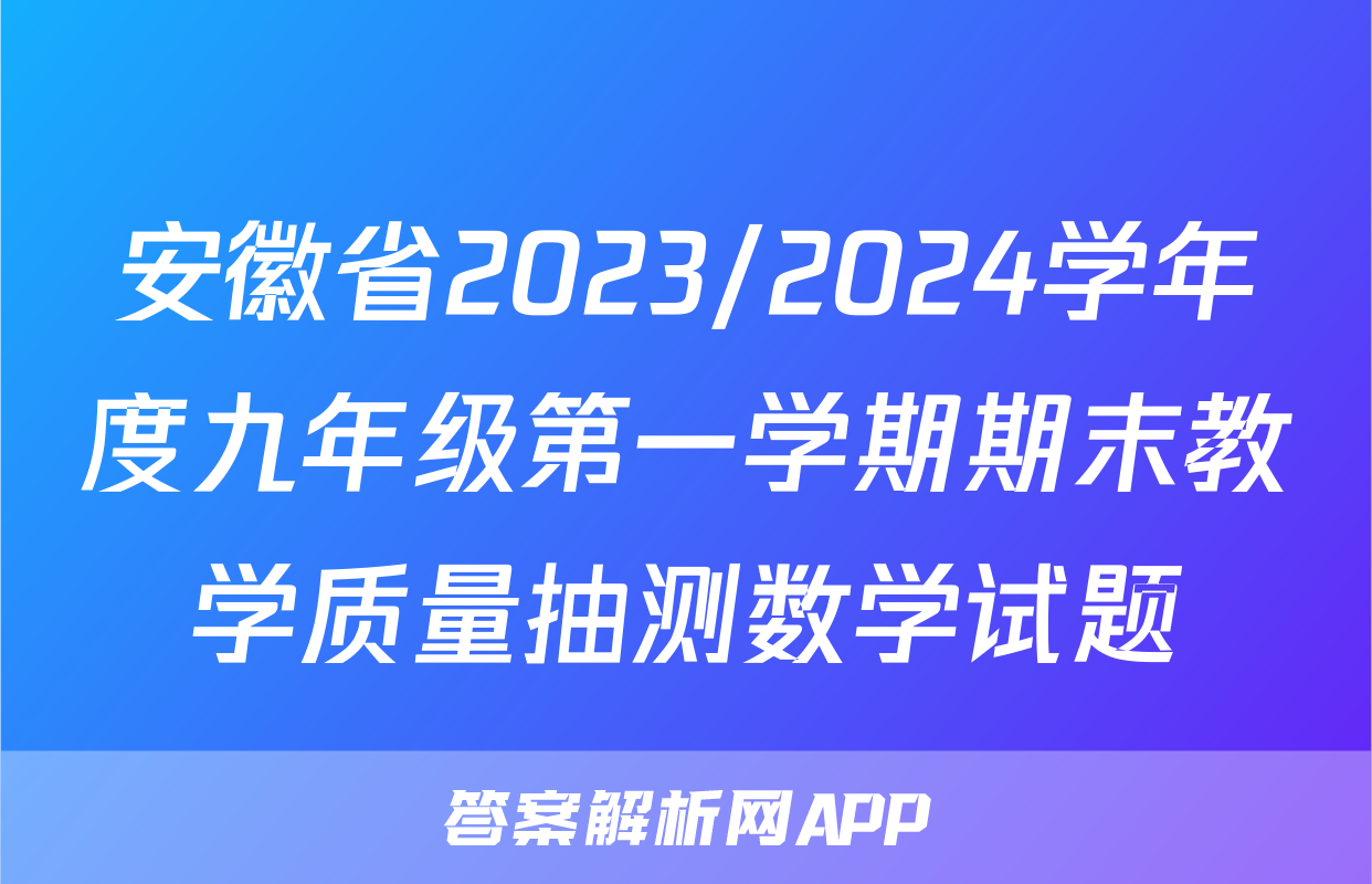 安徽省2023/2024学年度九年级第一学期期末教学质量抽测数学试题