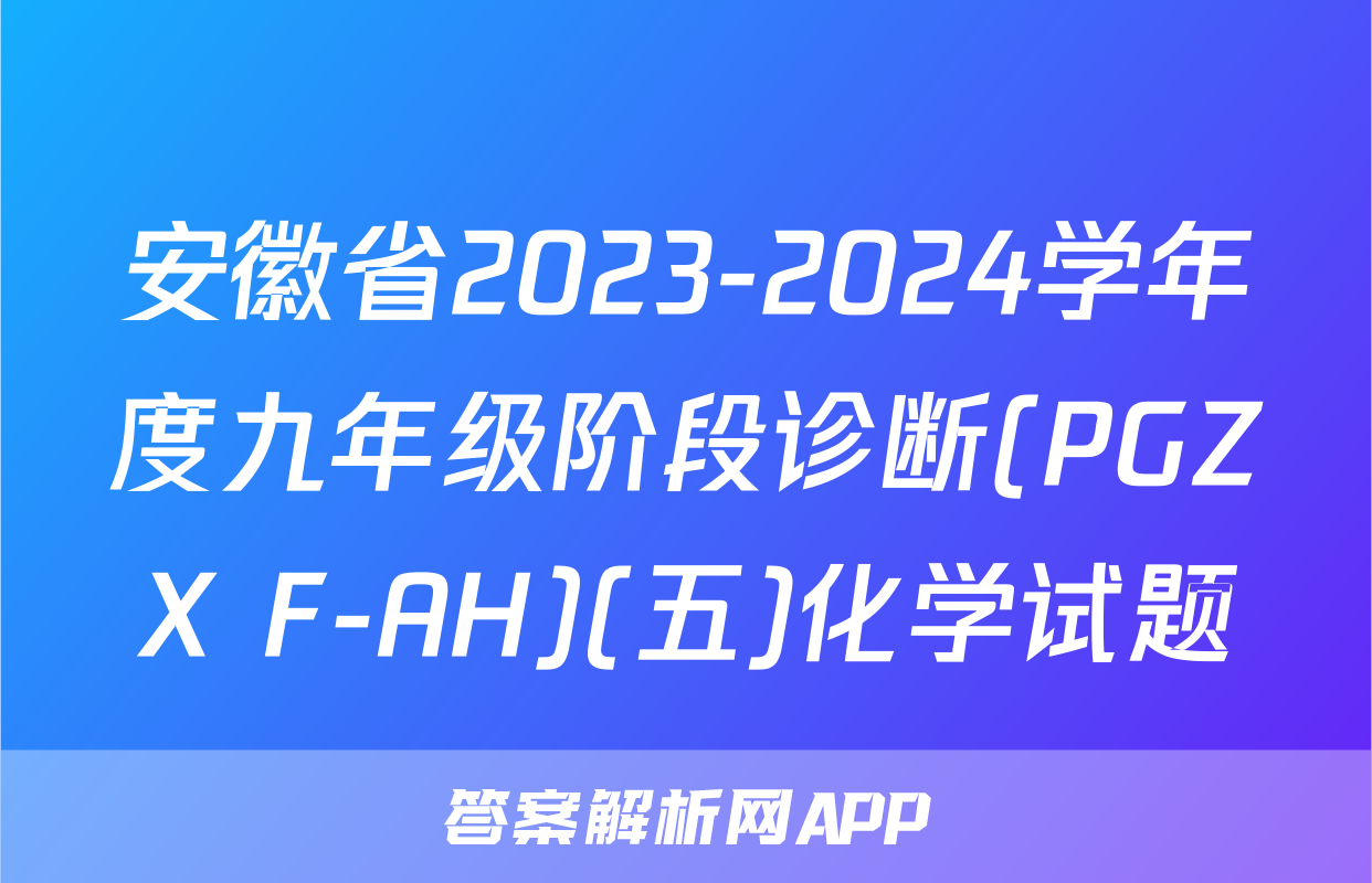 安徽省2023-2024学年度九年级阶段诊断(PGZX F-AH)(五)化学试题