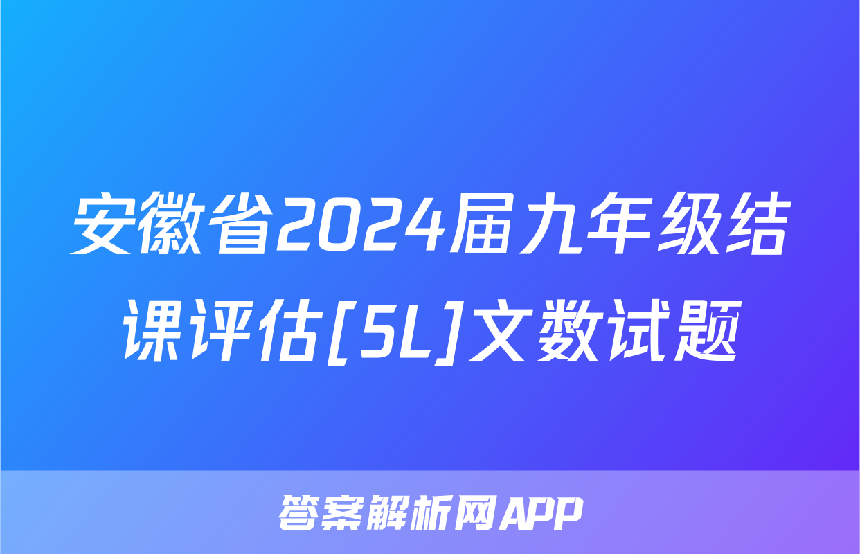 安徽省2024届九年级结课评估[5L]文数试题