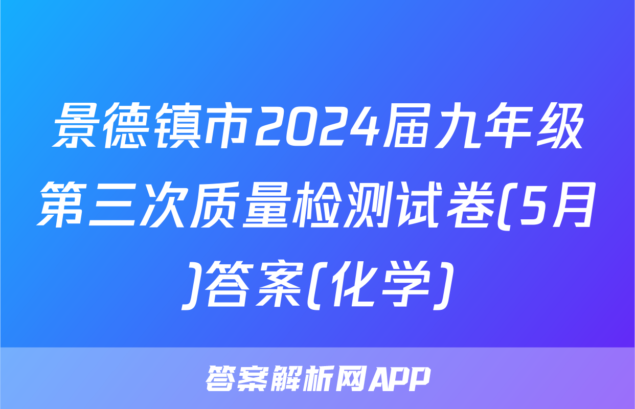 景德镇市2024届九年级第三次质量检测试卷(5月)答案(化学)