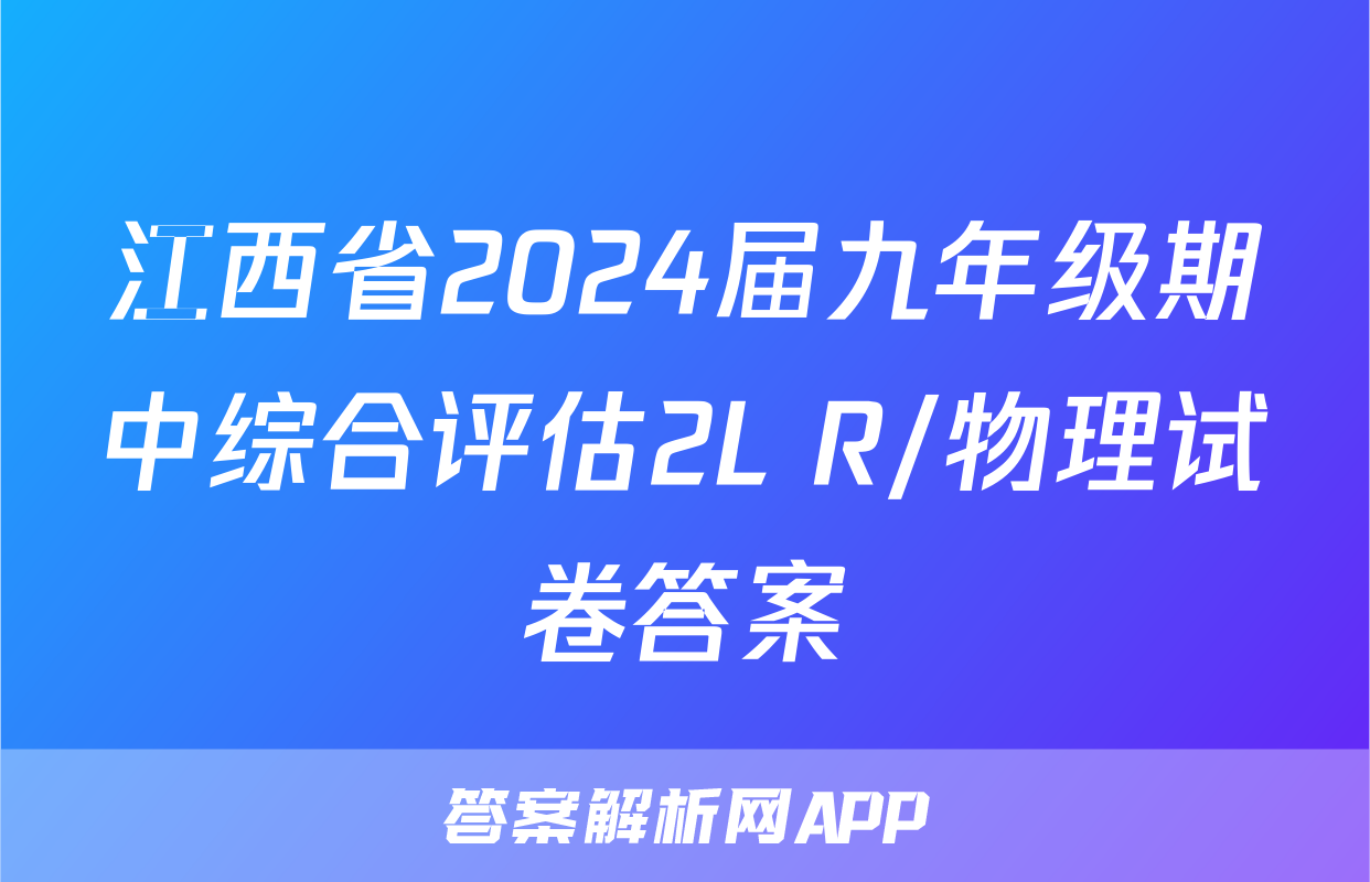 江西省2024届九年级期中综合评估2L R/物理试卷答案