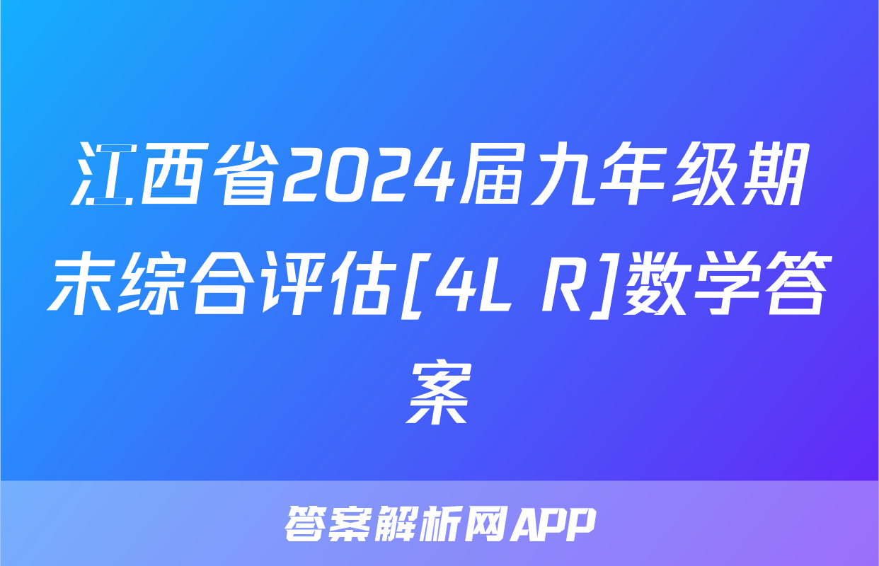 江西省2024届九年级期末综合评估[4L R]数学答案