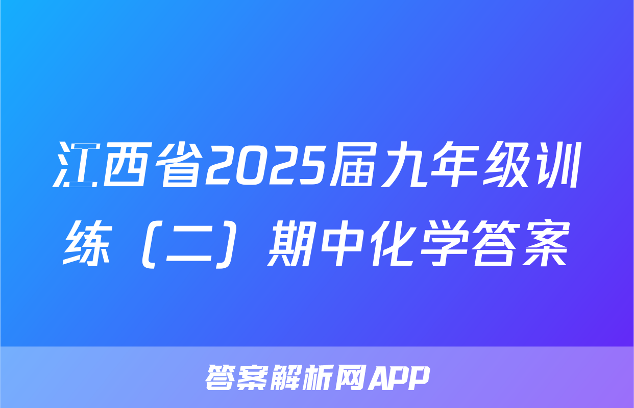 江西省2025届九年级训练（二）期中化学答案