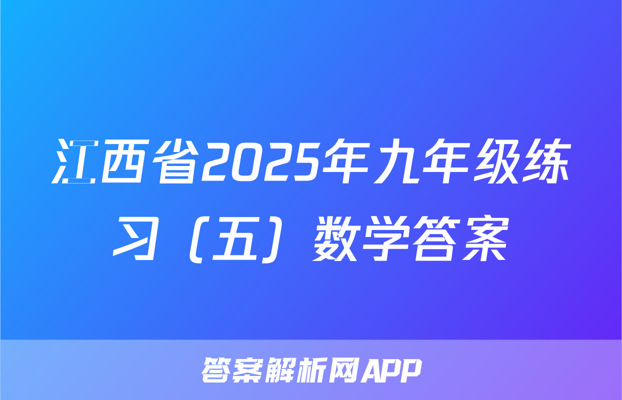 江西省2025年九年级练习（五）数学答案