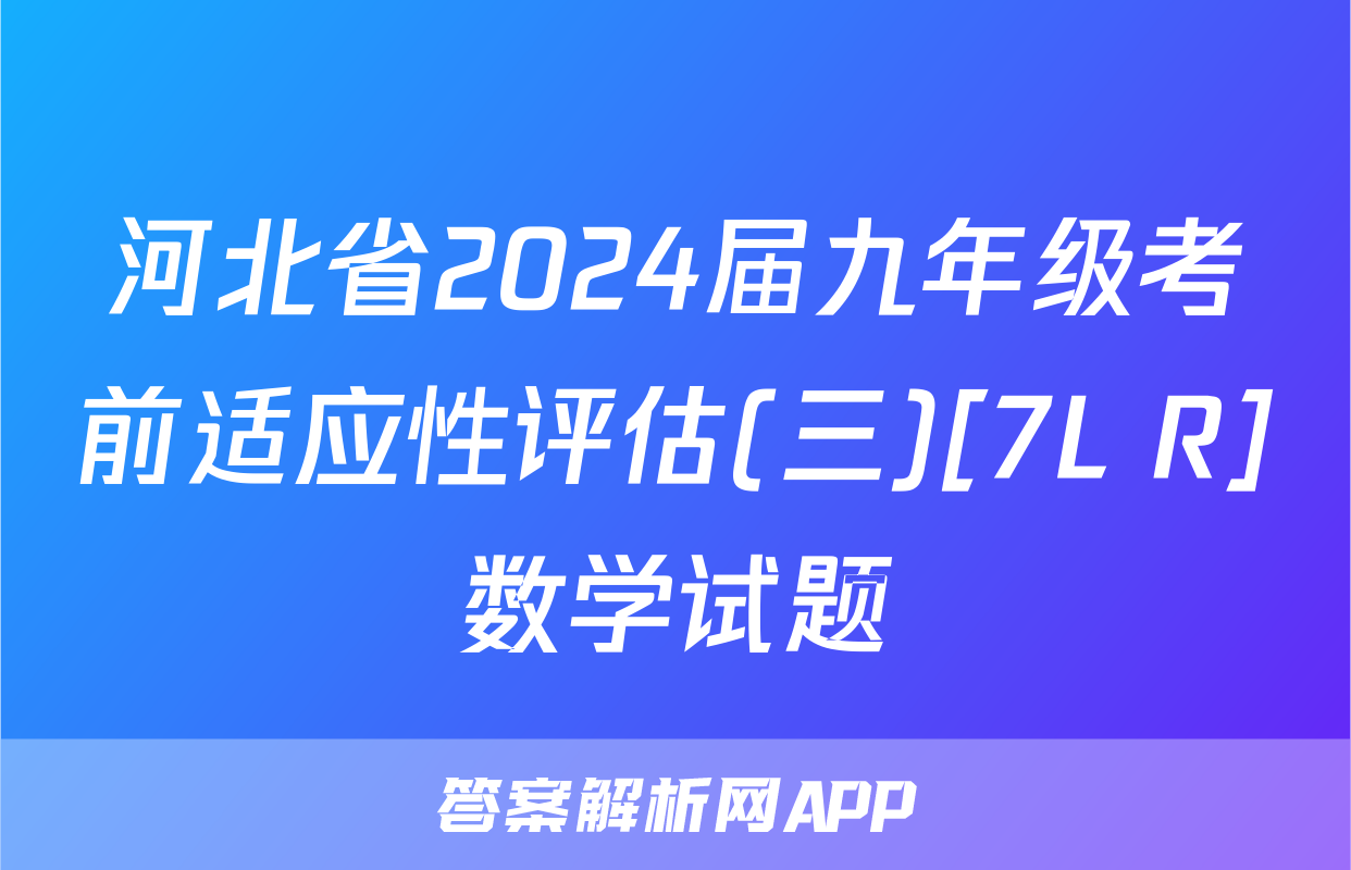 河北省2024届九年级考前适应性评估(三)[7L R]数学试题
