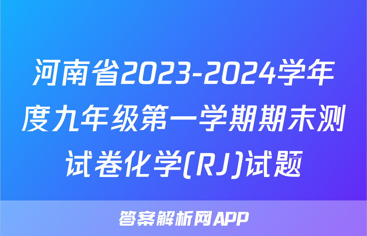 河南省2023-2024学年度九年级第一学期期末测试卷化学(RJ)试题