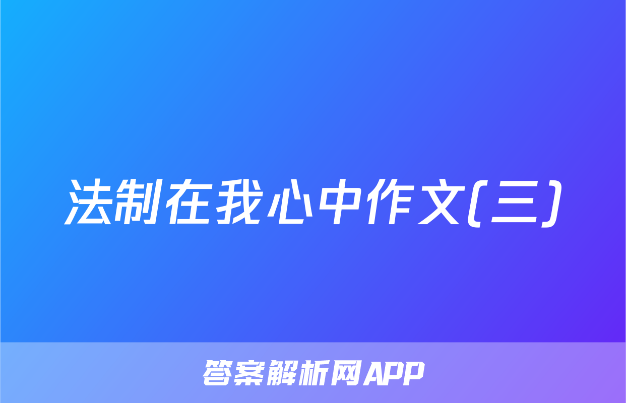 法制在我心中作文(三)