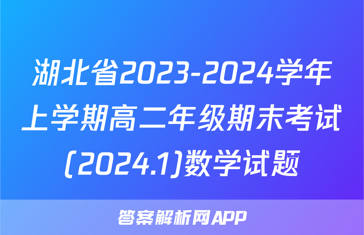 湖北省2023-2024学年上学期高二年级期末考试(2024.1)数学试题