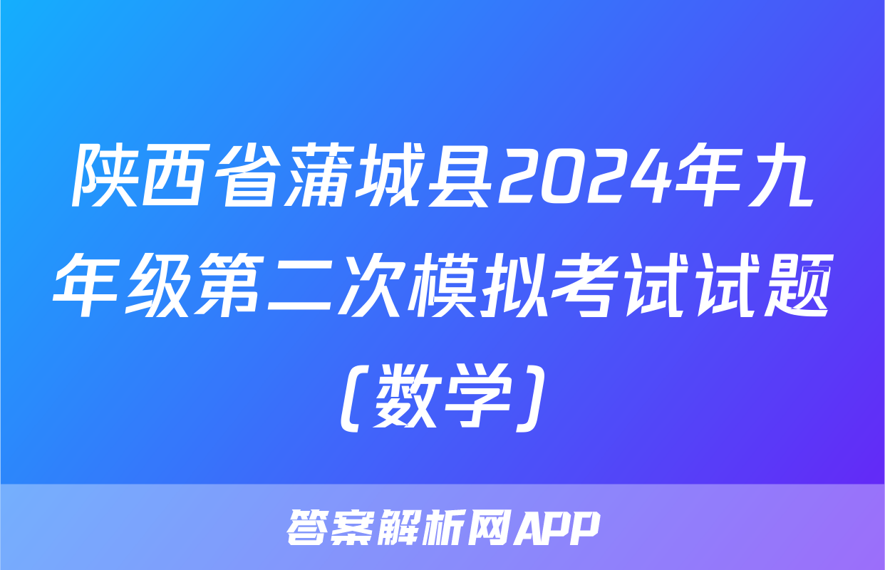 陕西省蒲城县2024年九年级第二次模拟考试试题(数学)