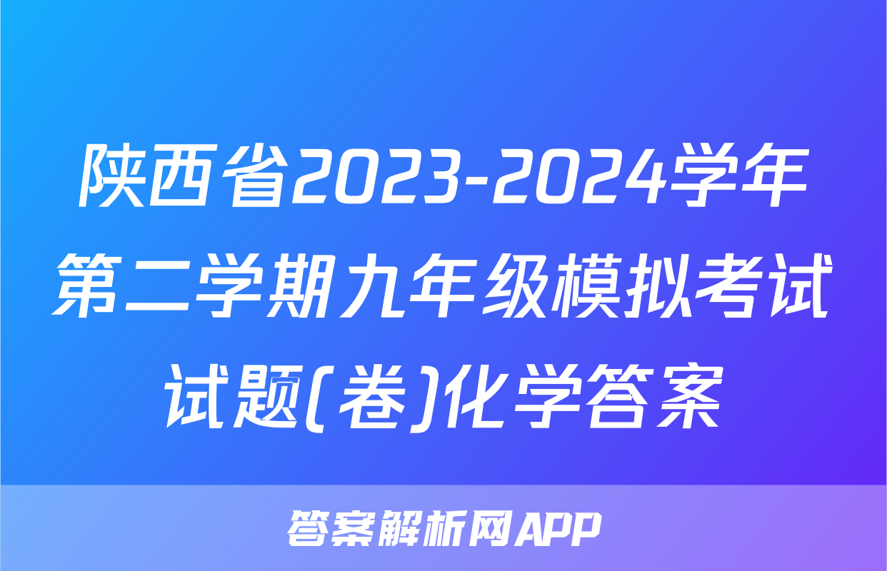 陕西省2023-2024学年第二学期九年级模拟考试试题(卷)化学答案