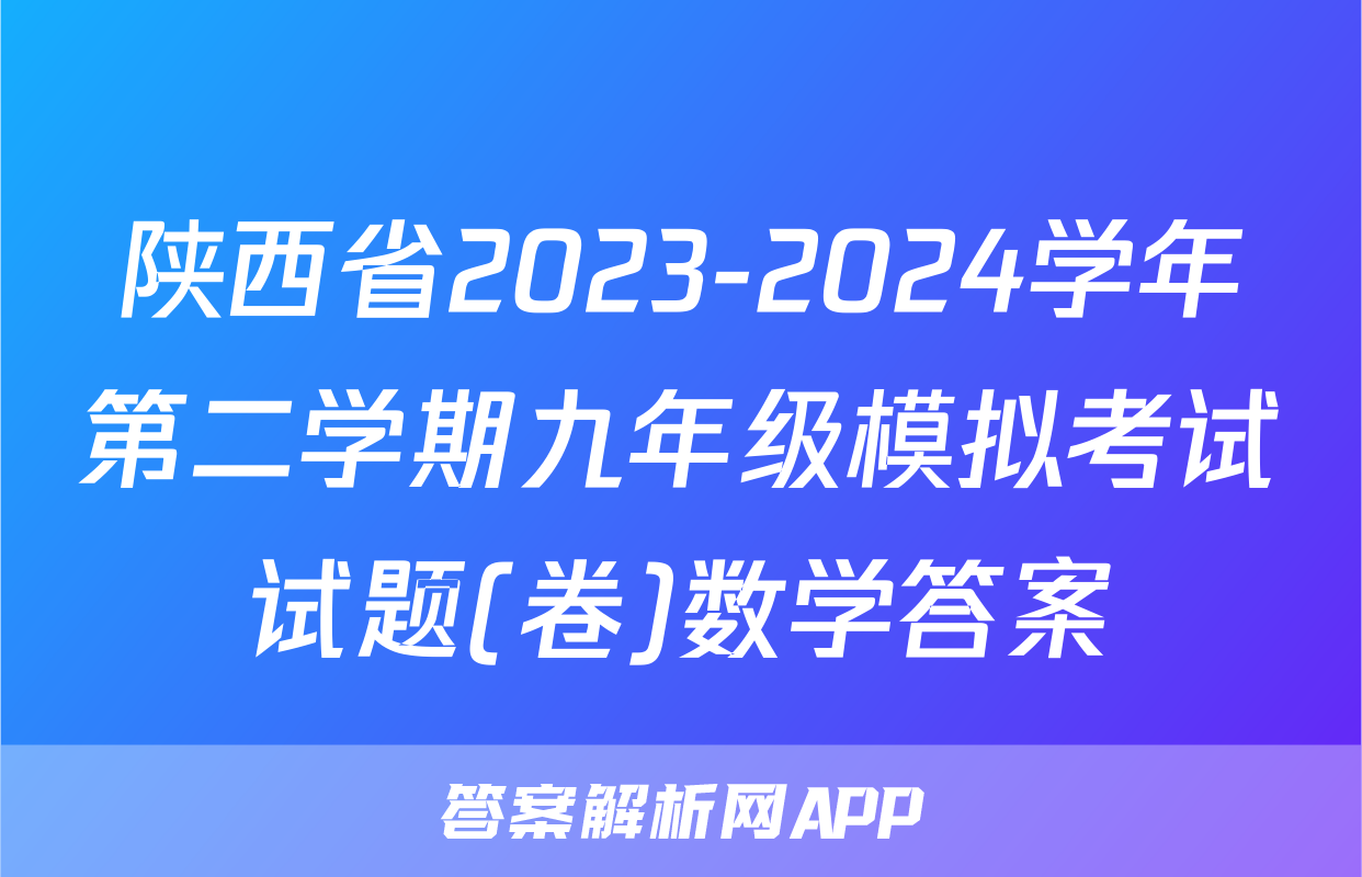 陕西省2023-2024学年第二学期九年级模拟考试试题(卷)数学答案