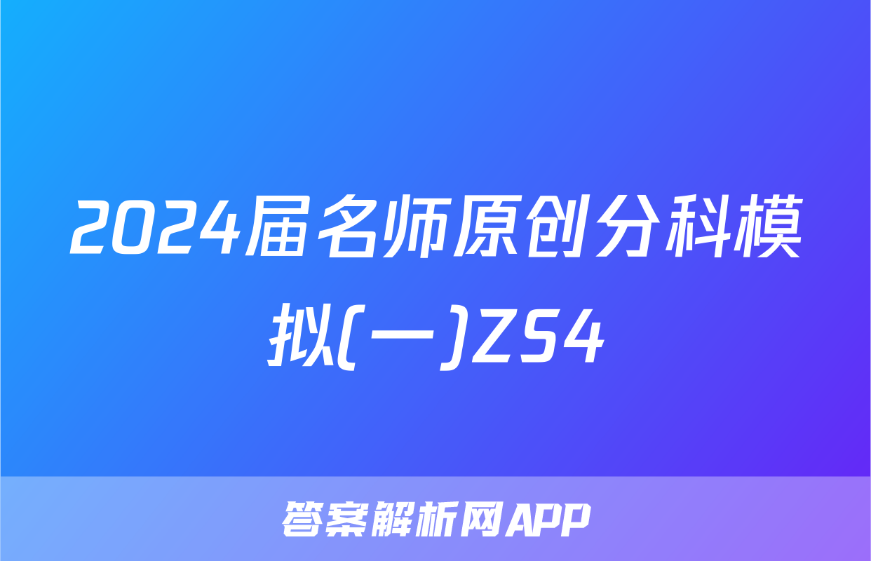 2024届名师原创分科模拟(一)ZS4&政治