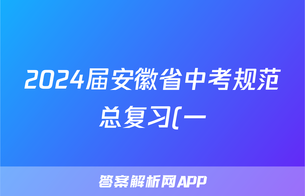 2024届安徽省中考规范总复习(一)1化学试题