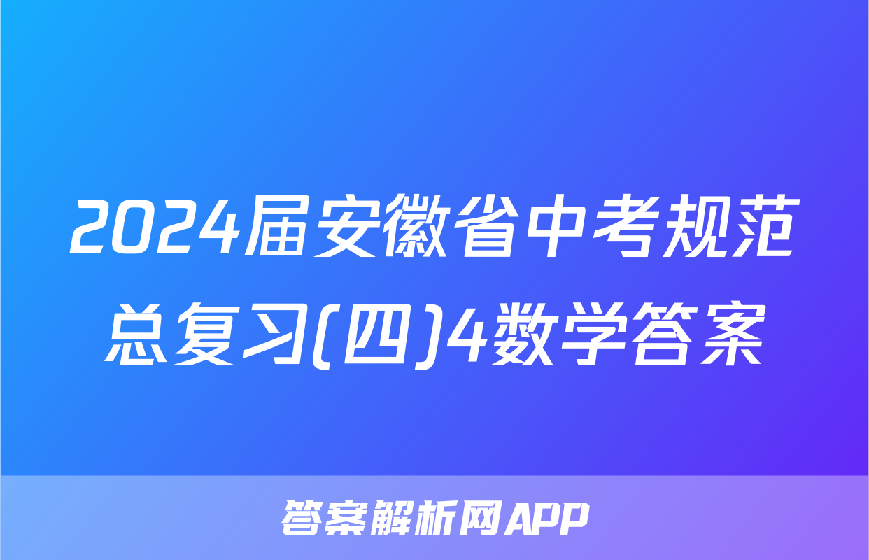 2024届安徽省中考规范总复习(四)4数学答案