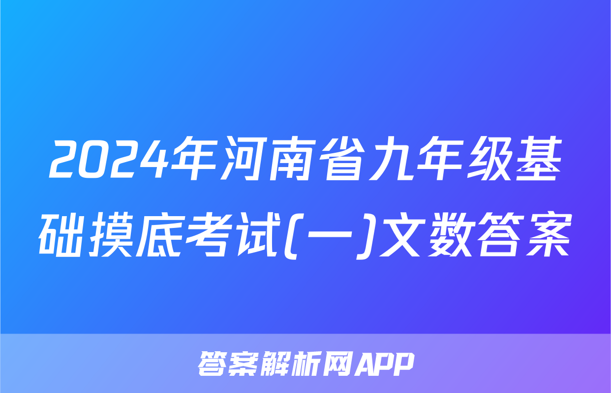 2024年河南省九年级基础摸底考试(一)文数答案