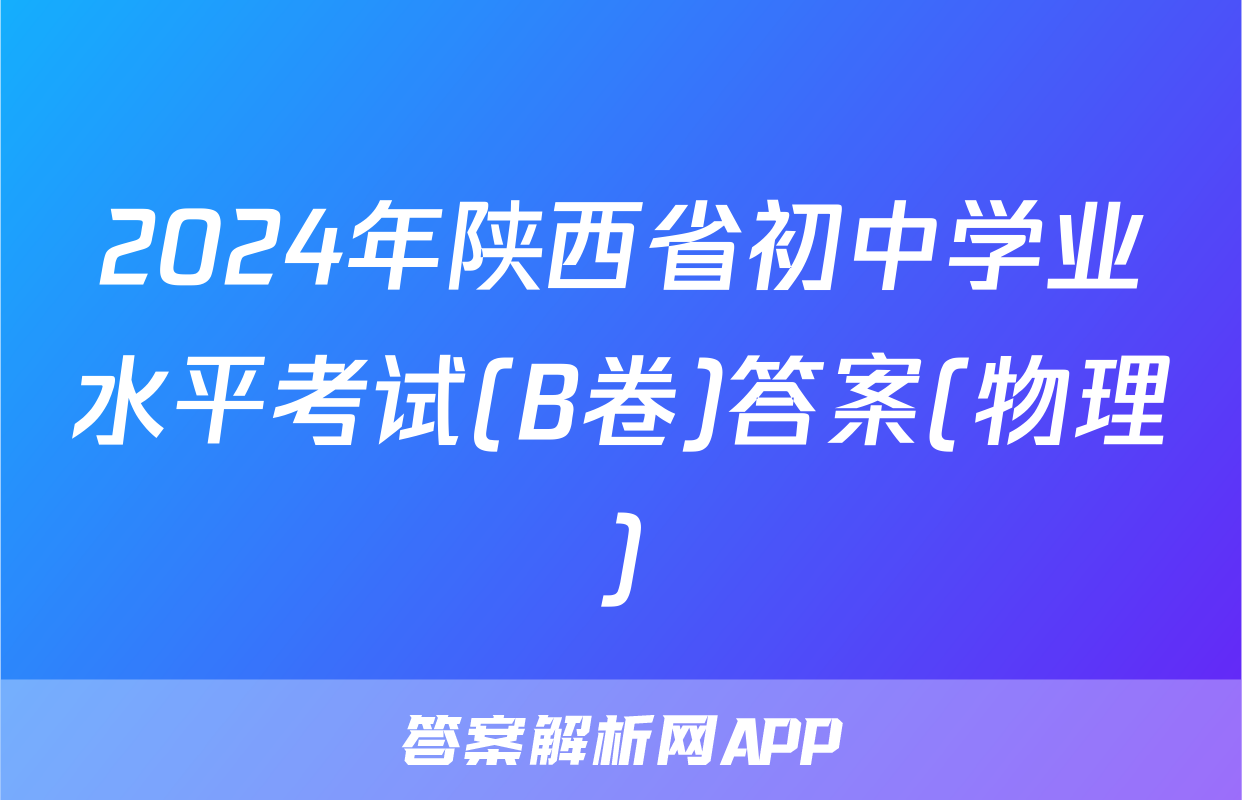 2024年陕西省初中学业水平考试(B卷)答案(物理)