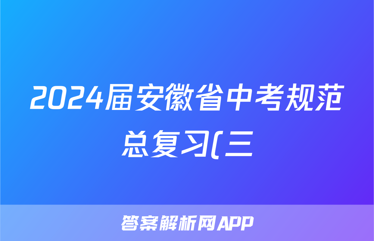 2024届安徽省中考规范总复习(三)3化学答案