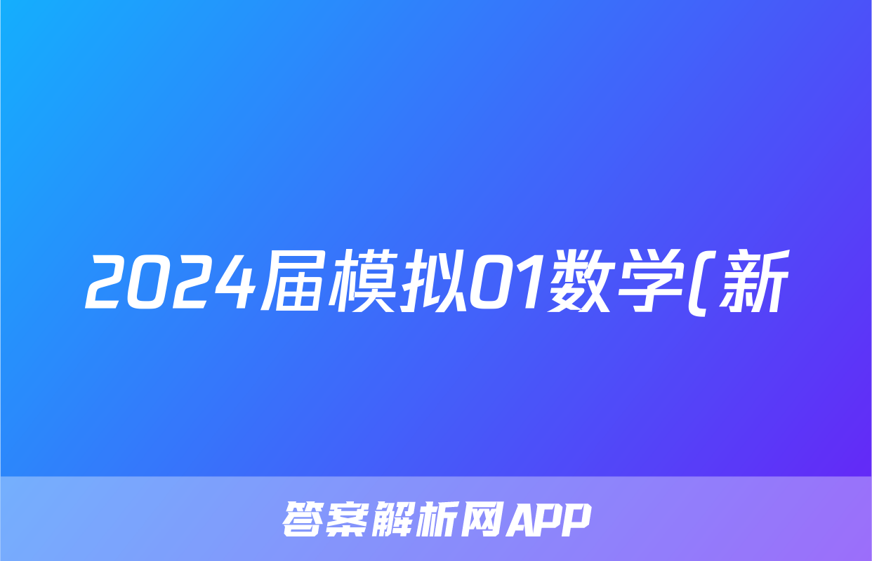 2024届模拟01数学(新)试题