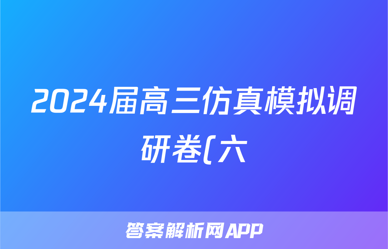 2024届高三仿真模拟调研卷(六)6地理答案