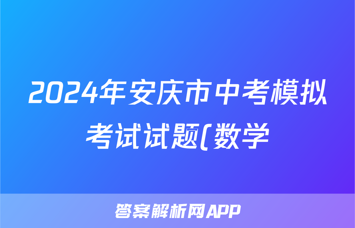 2024年安庆市中考模拟考试试题(数学)