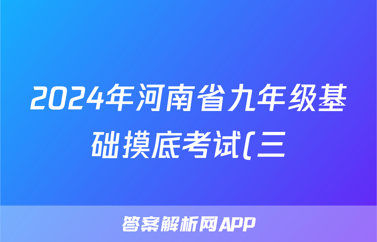 2024年河南省九年级基础摸底考试(三)物理答案