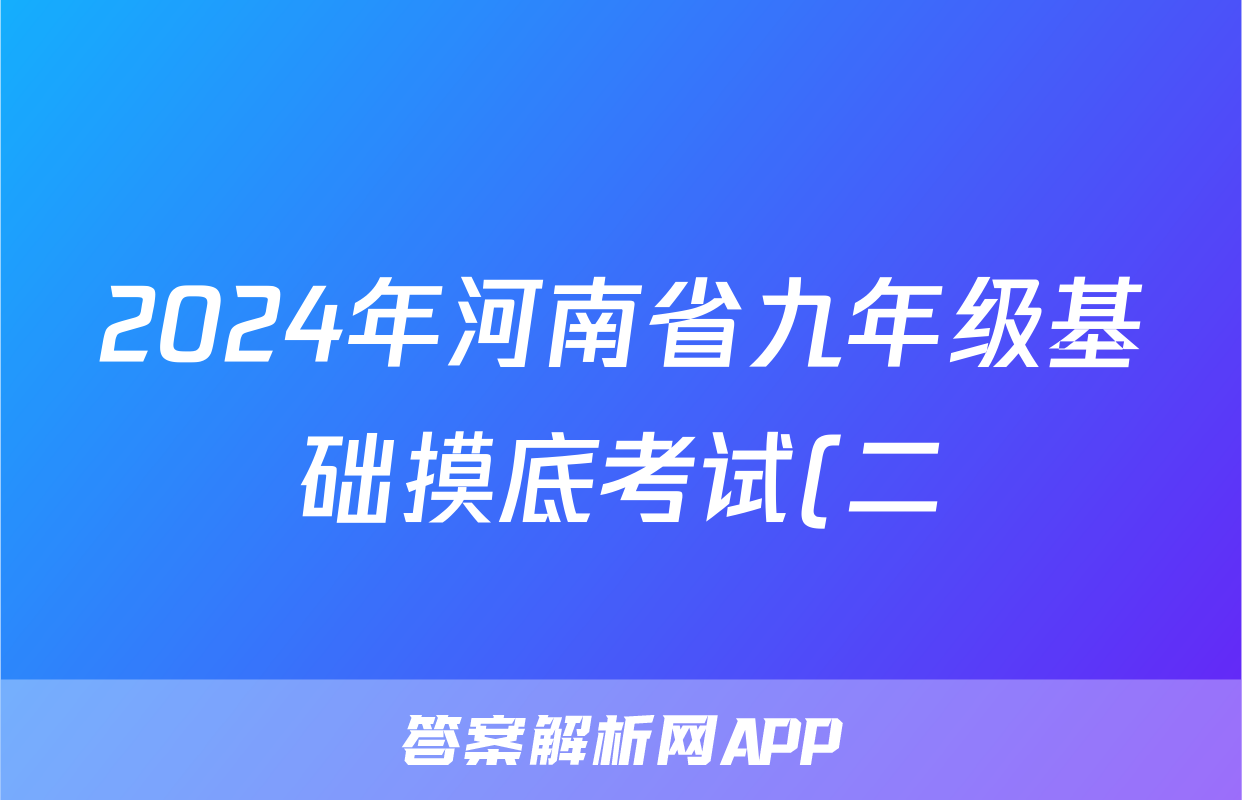 2024年河南省九年级基础摸底考试(二)物理答案
