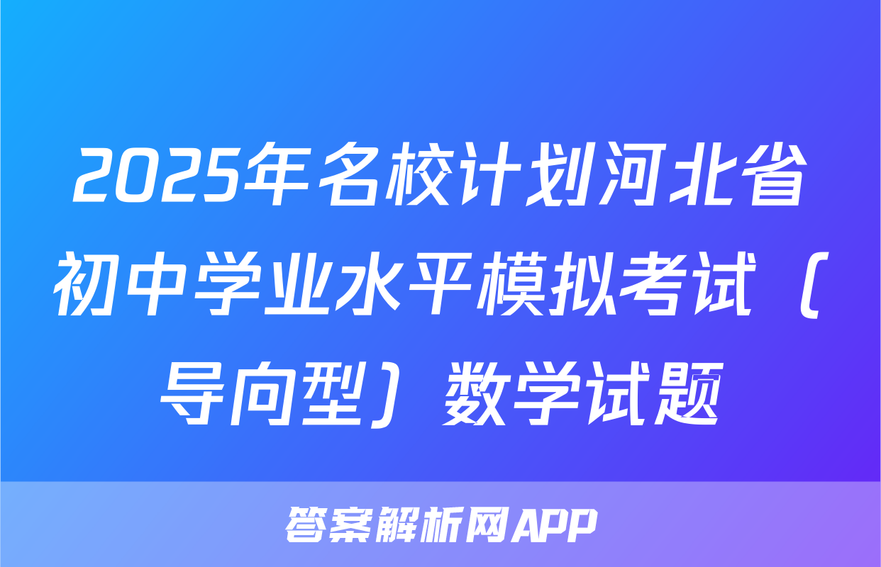 2025年名校计划河北省初中学业水平模拟考试（导向型）数学试题