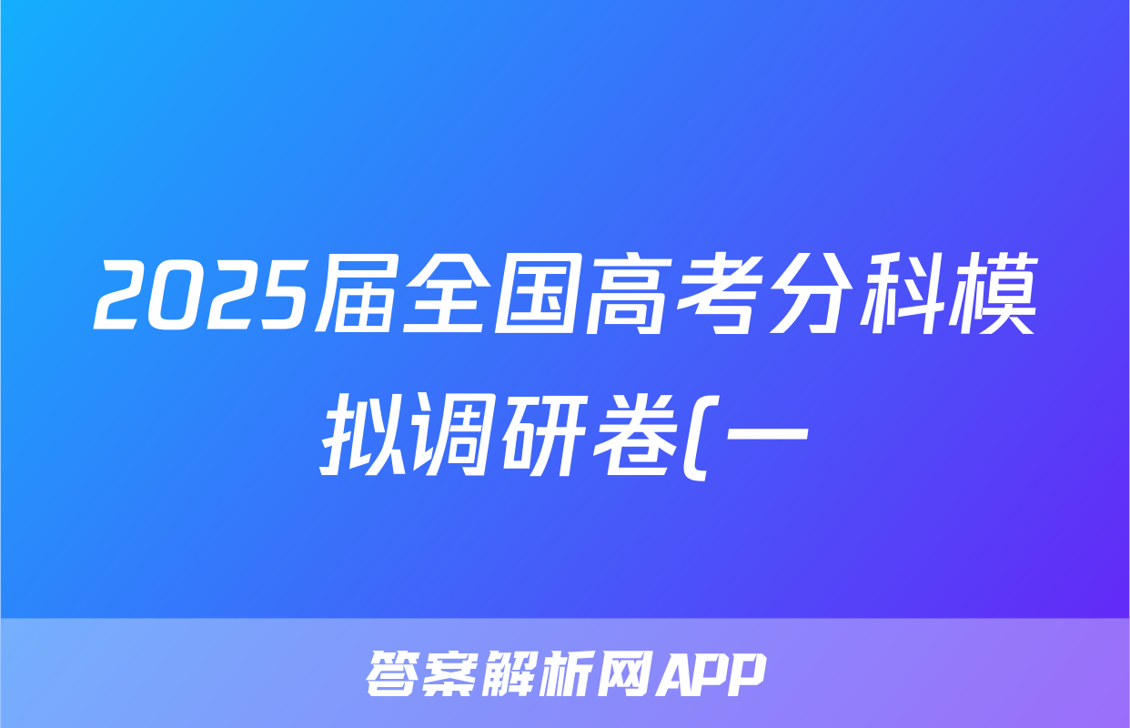 2025届全国高考分科模拟调研卷(一)文数试题