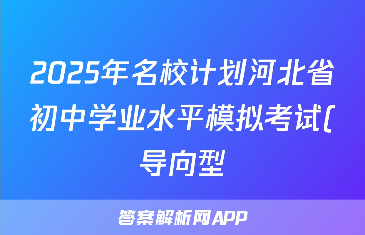 2025年名校计划河北省初中学业水平模拟考试(导向型)化学试题