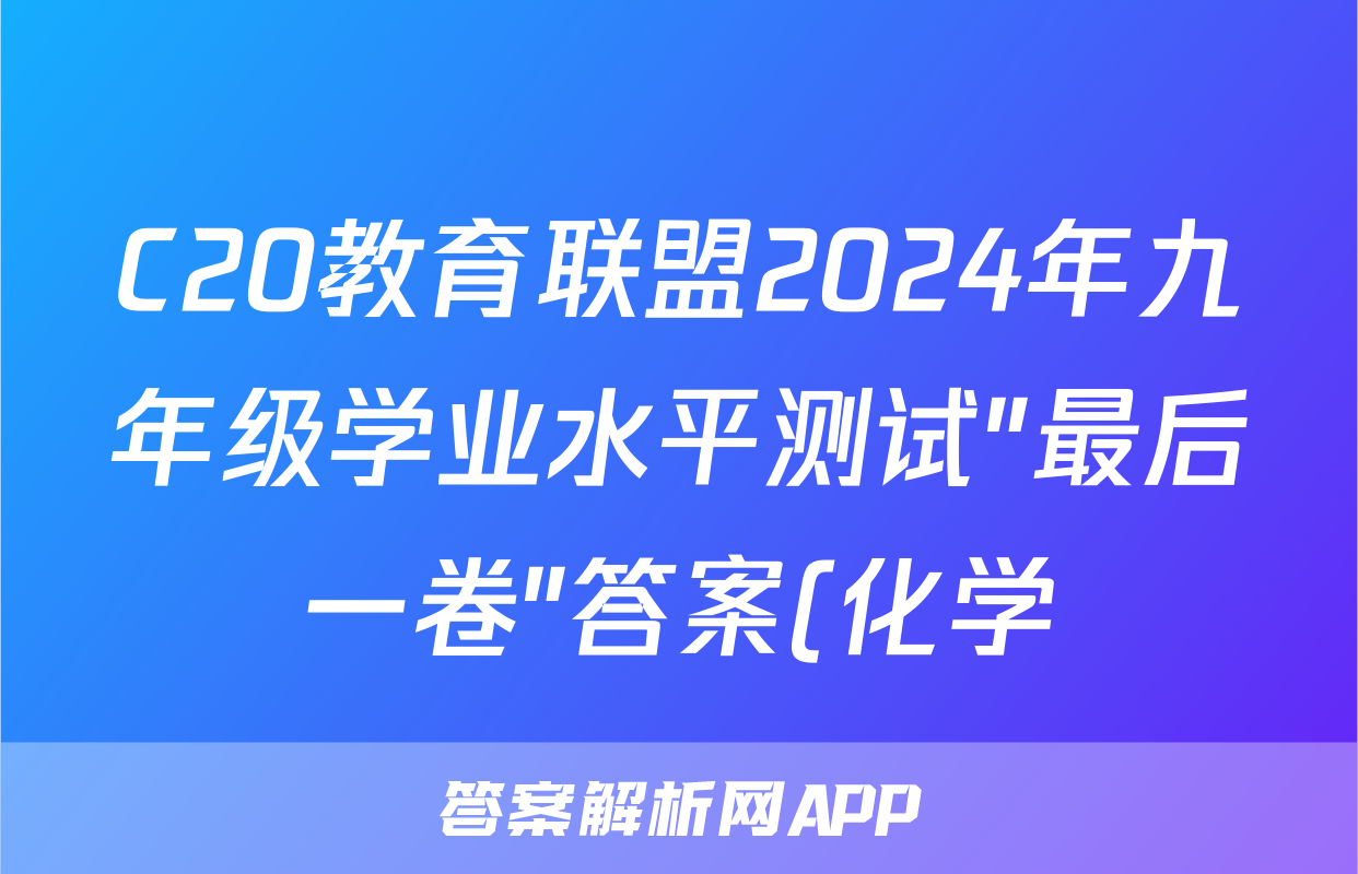 C20教育联盟2024年九年级学业水平测试″最后一卷″答案(化学)
