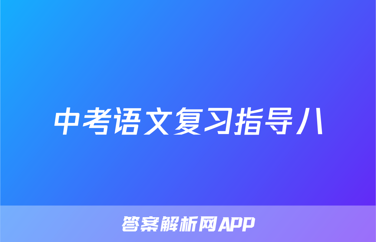 中考语文复习指导八