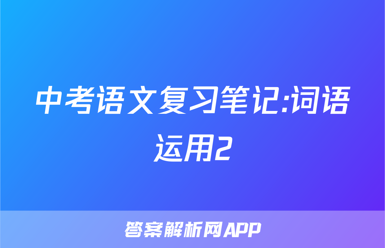 中考语文复习笔记:词语运用2