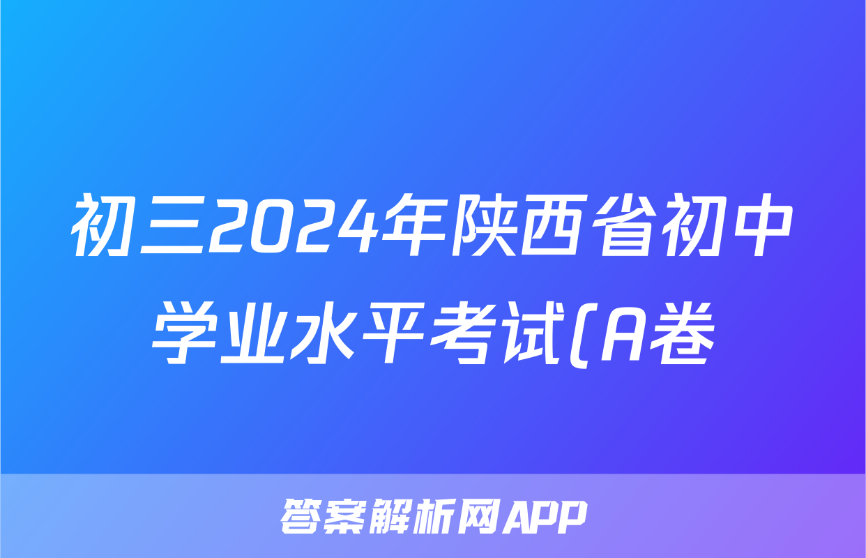 初三2024年陕西省初中学业水平考试(A卷)试题(化学)