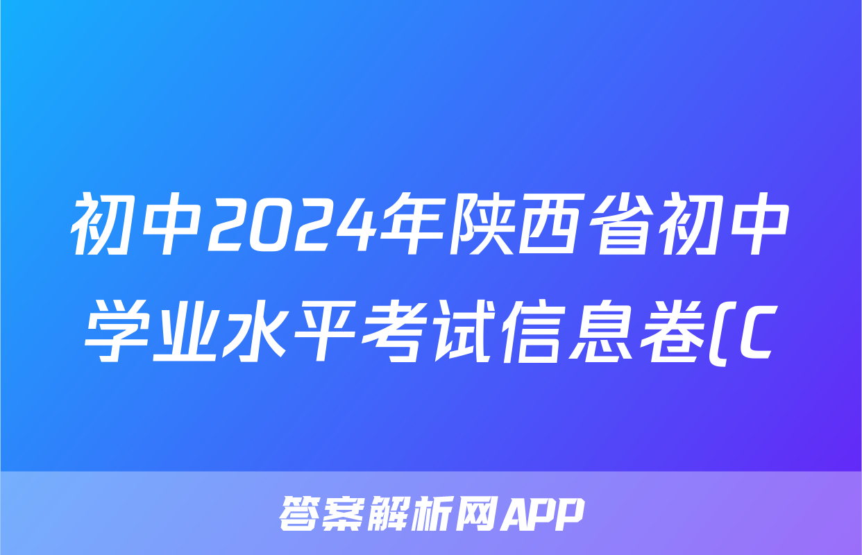 初中2024年陕西省初中学业水平考试信息卷(C)答案(化学)