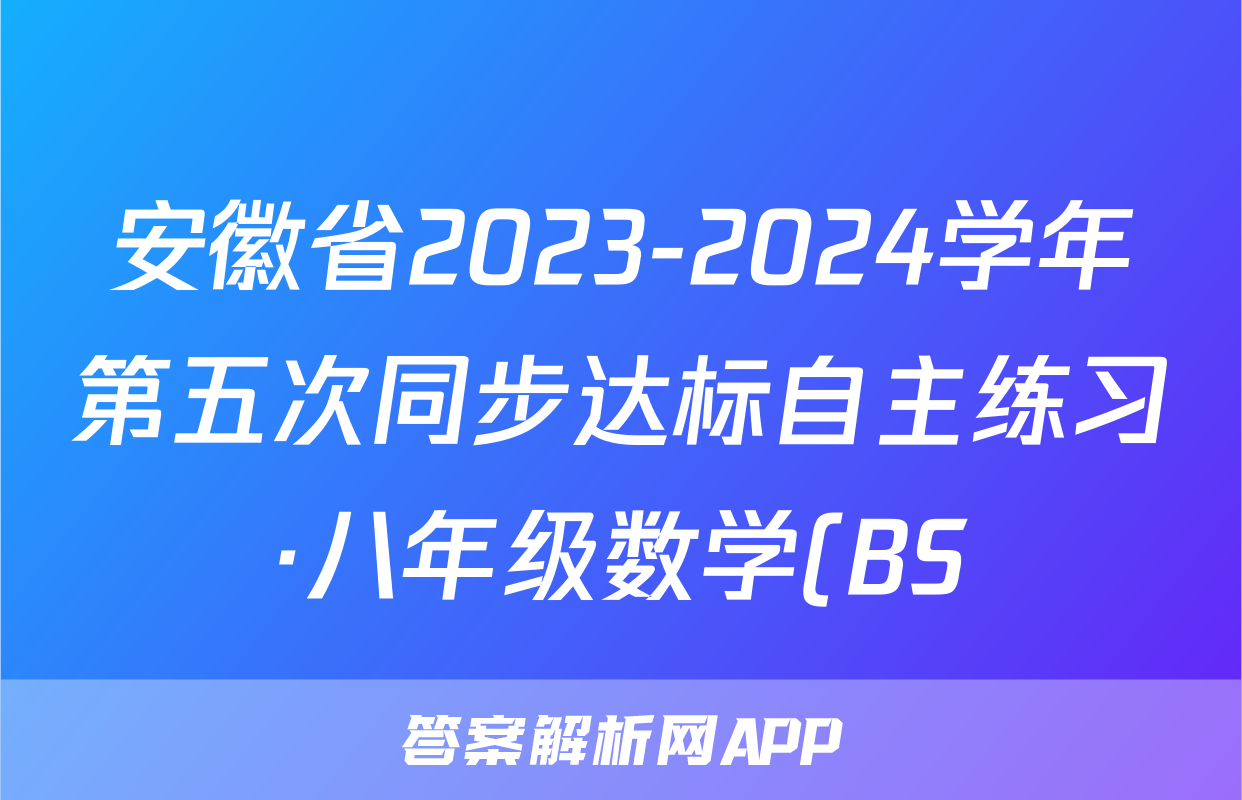 安徽省2023-2024学年第五次同步达标自主练习·八年级数学(BS)试题