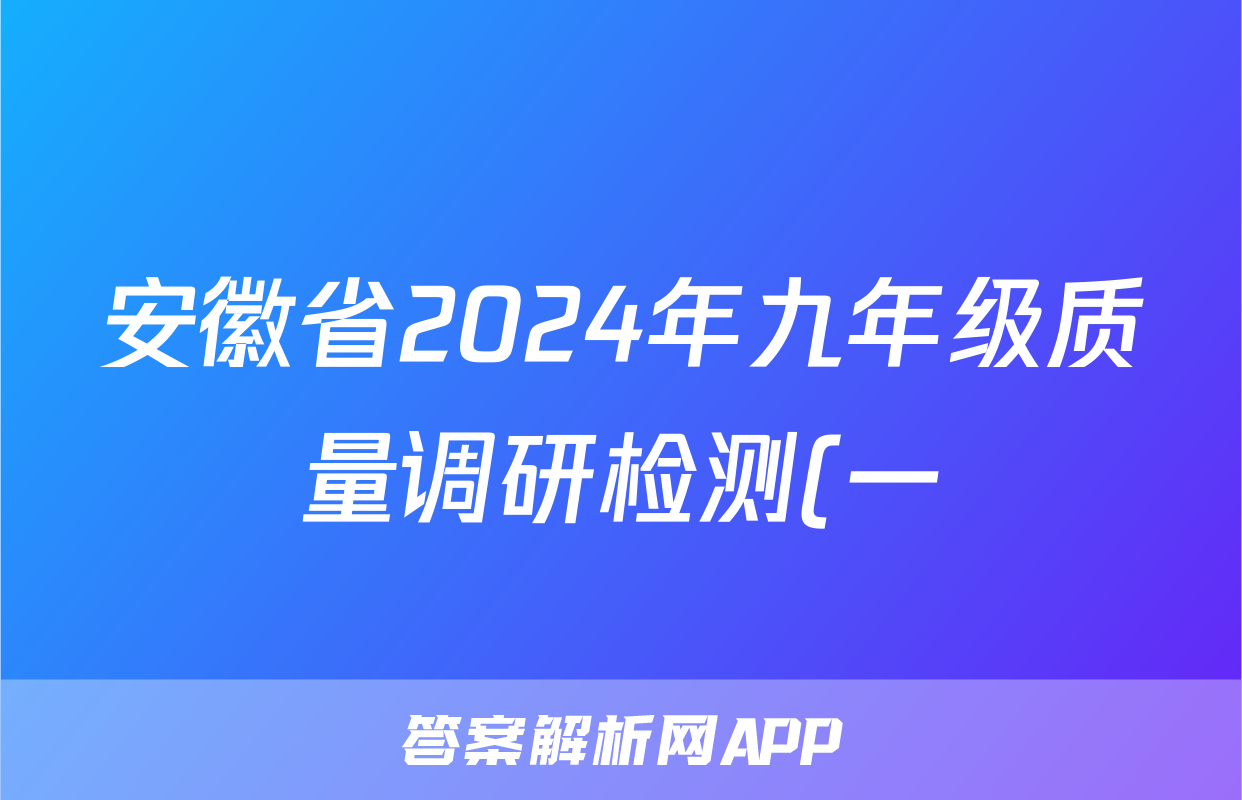 安徽省2024年九年级质量调研检测(一)1英语答案