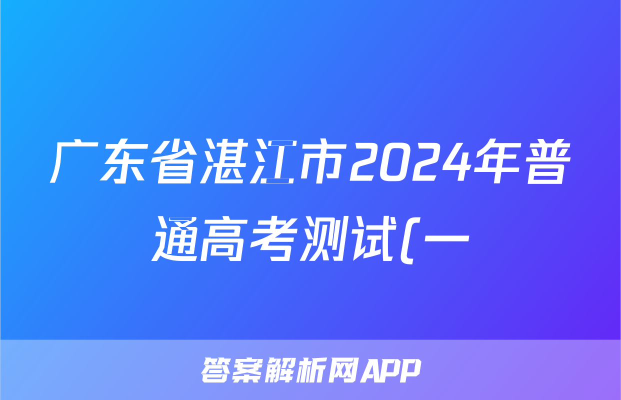 广东省湛江市2024年普通高考测试(一)1(2024.2)数学试题