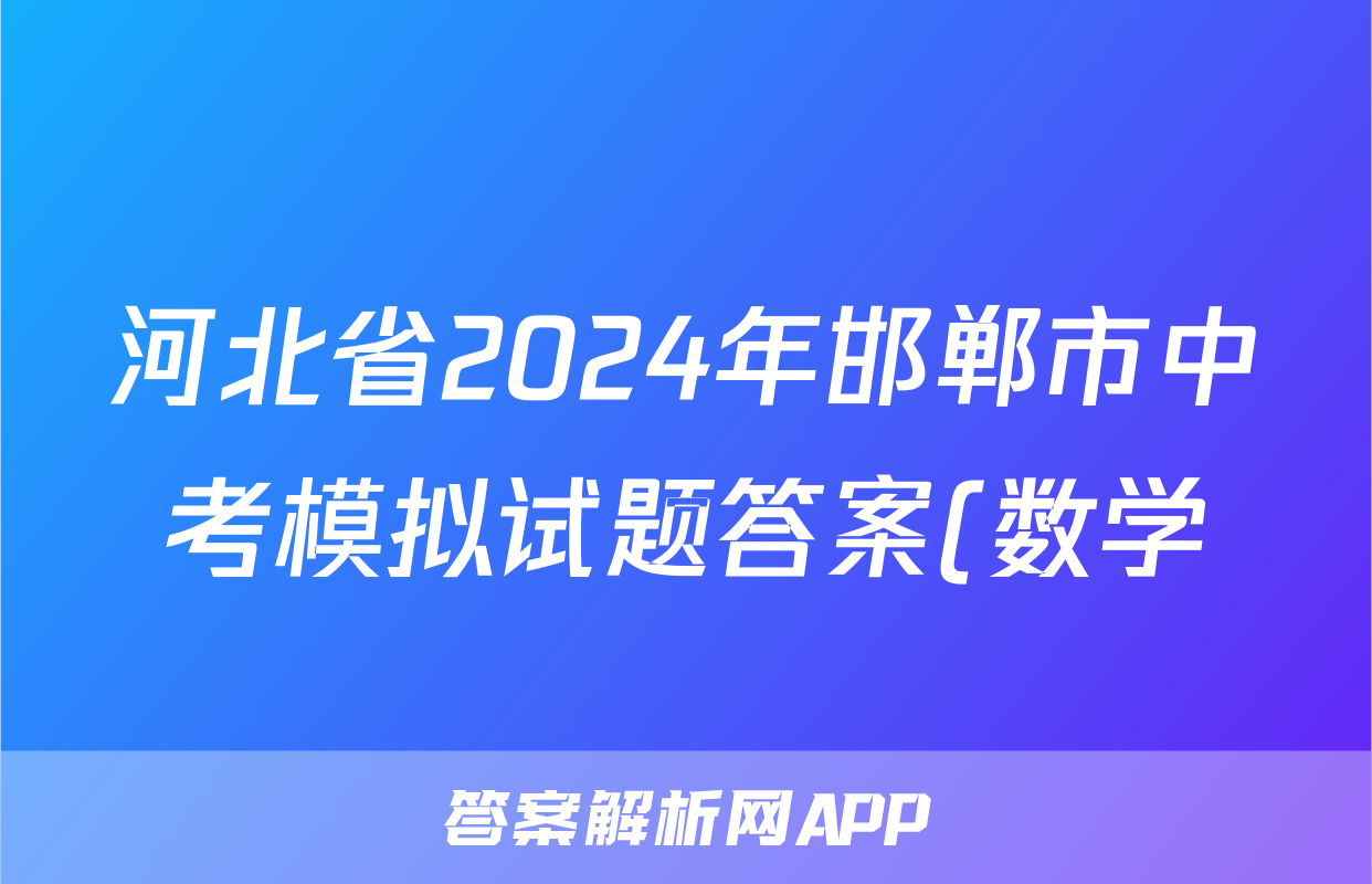 河北省2024年邯郸市中考模拟试题答案(数学)