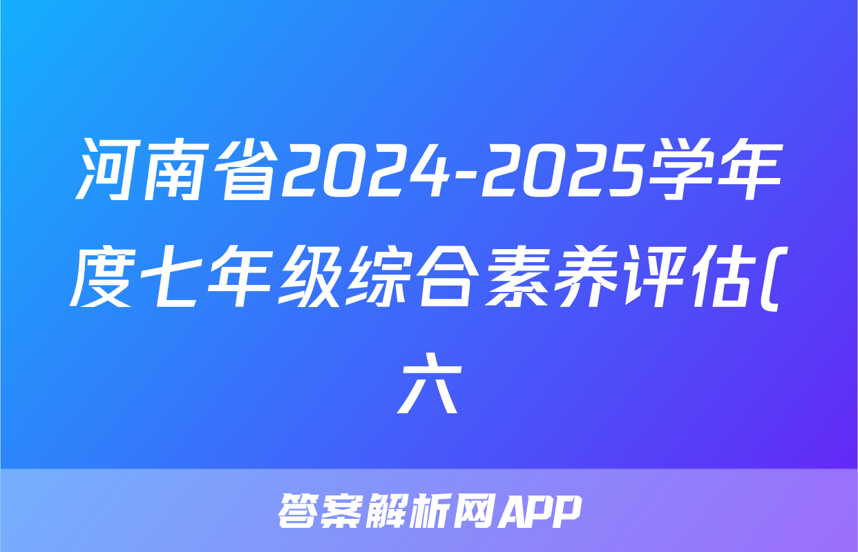 河南省2024-2025学年度七年级综合素养评估(六)长标数学答案