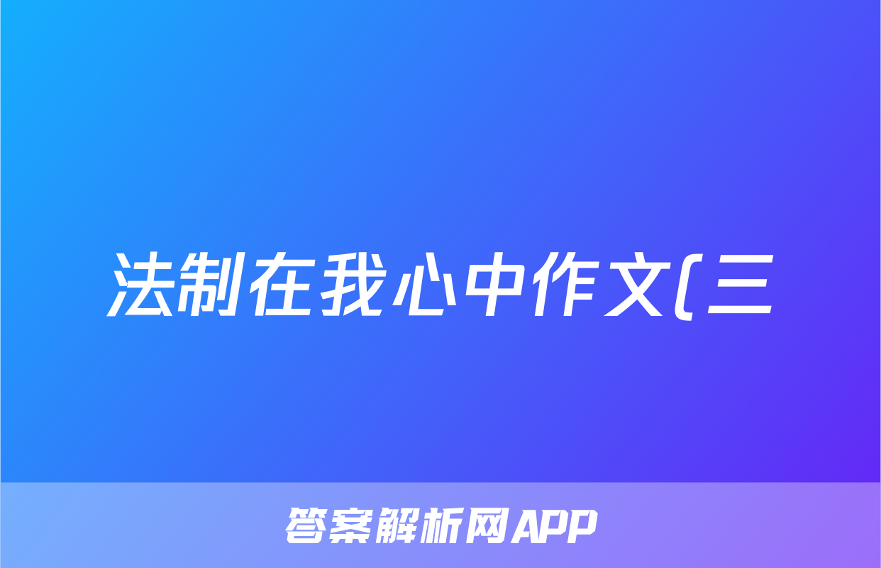 法制在我心中作文(三)