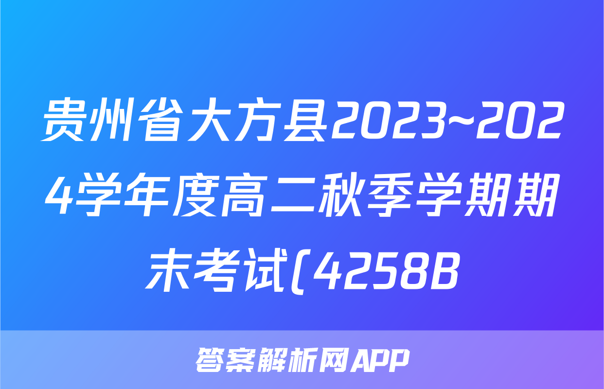 贵州省大方县2023~2024学年度高二秋季学期期末考试(4258B)物理试题