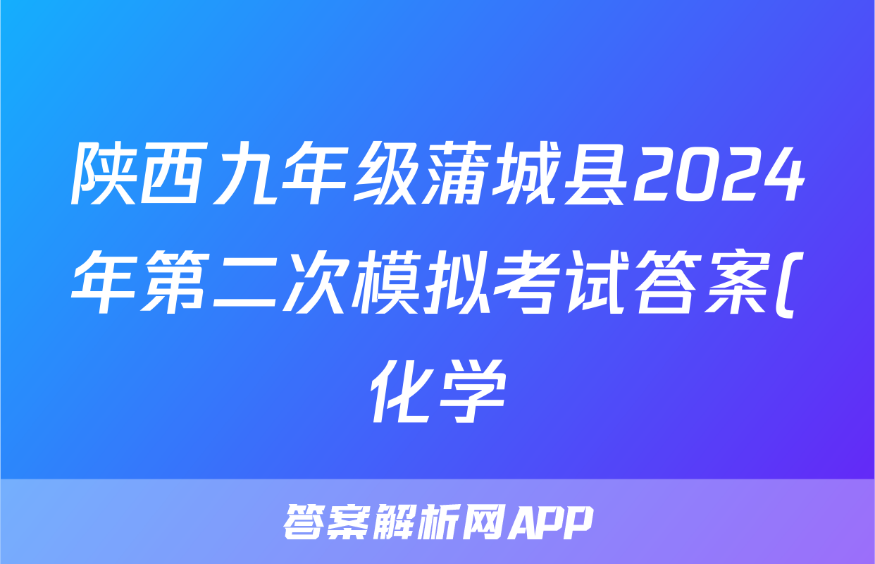 陕西九年级蒲城县2024年第二次模拟考试答案(化学)