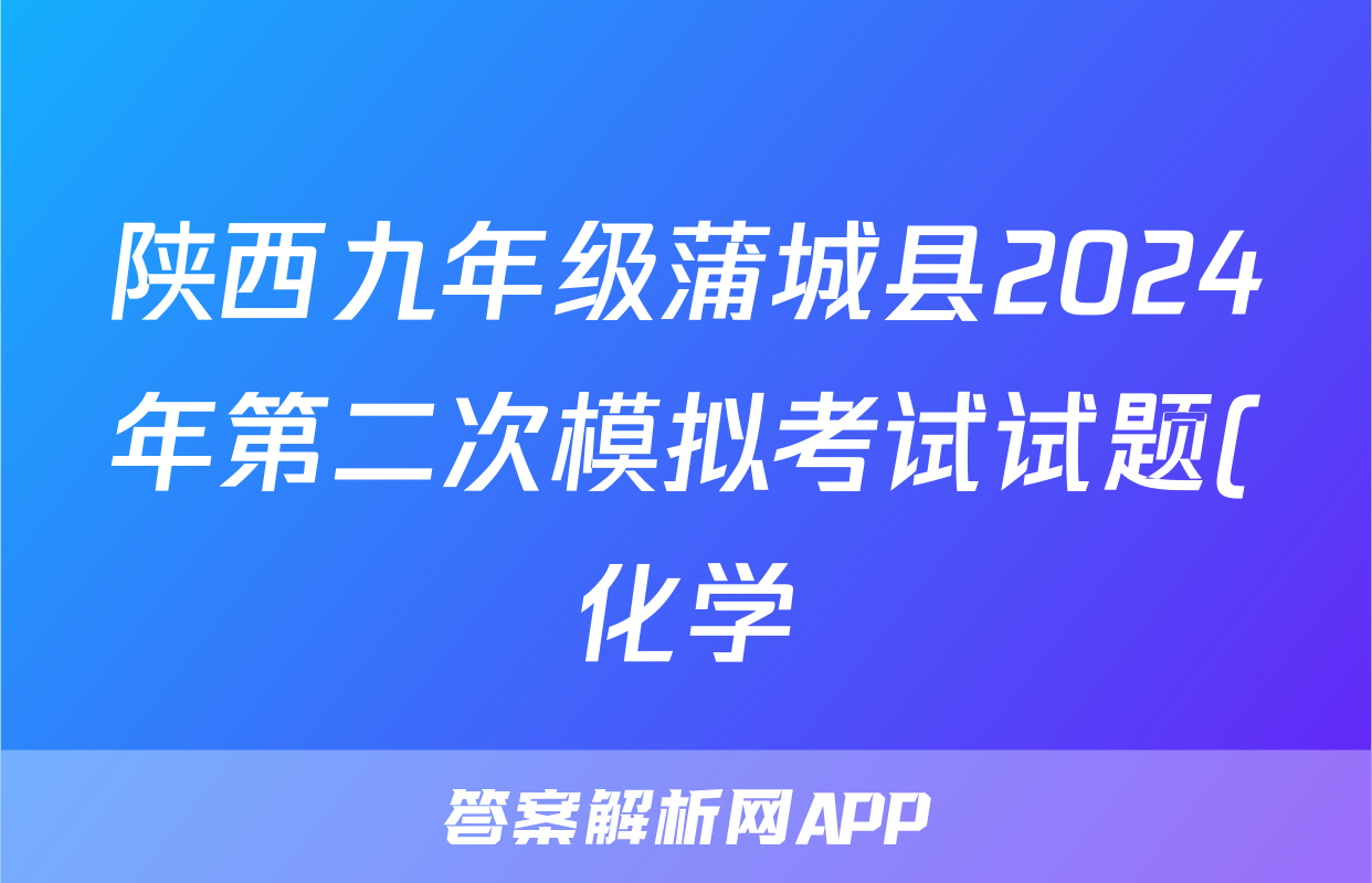 陕西九年级蒲城县2024年第二次模拟考试试题(化学)