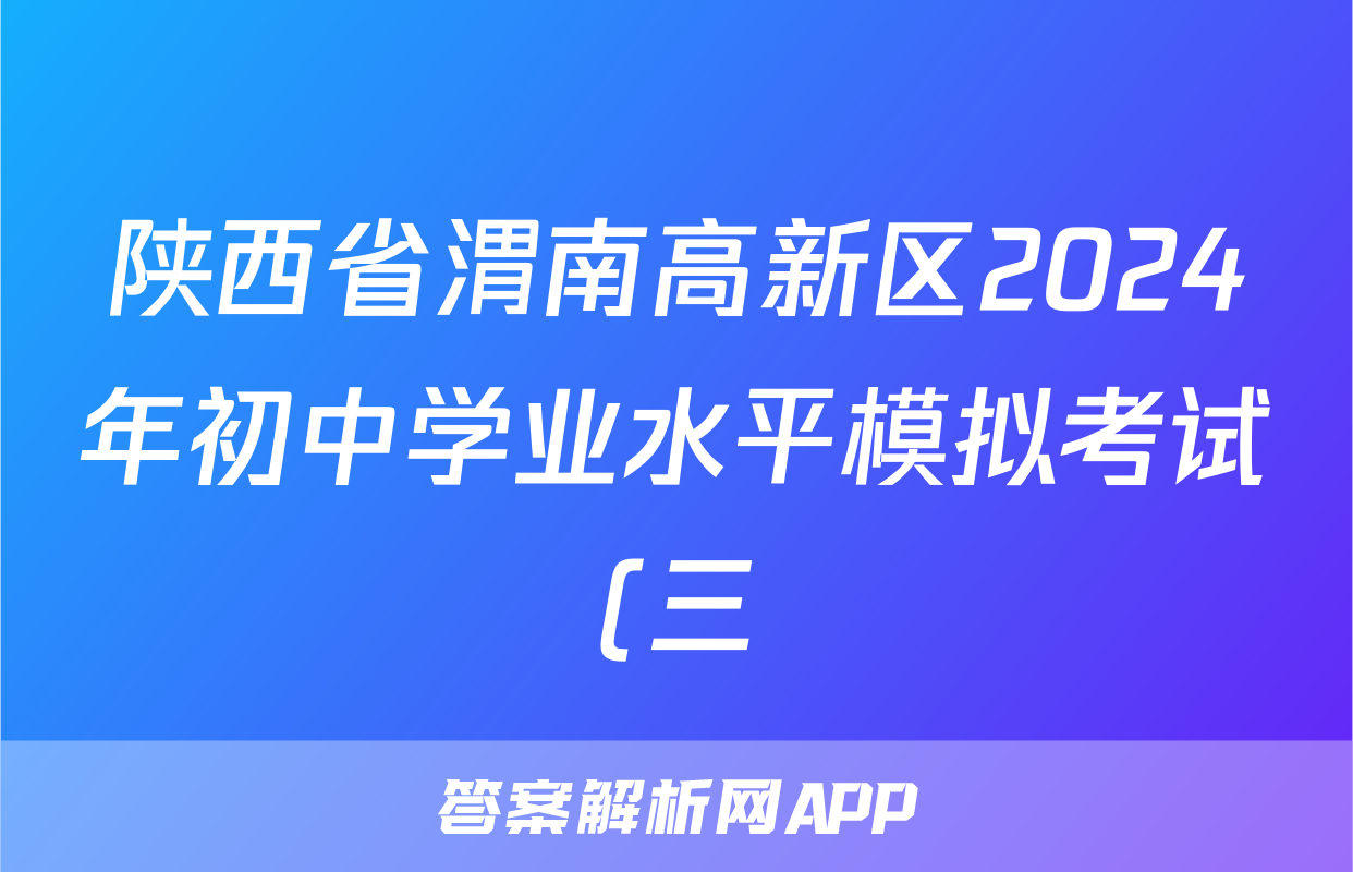 陕西省渭南高新区2024年初中学业水平模拟考试(三)3答案(历史)