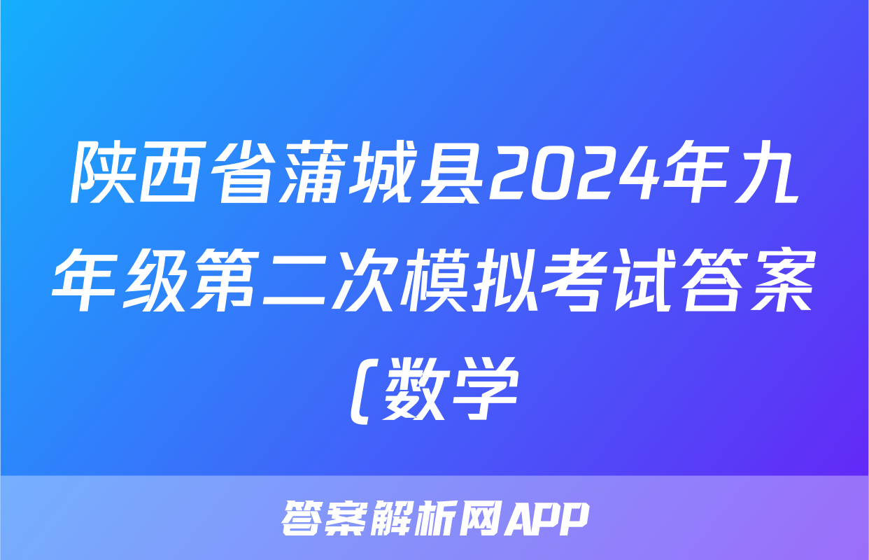 陕西省蒲城县2024年九年级第二次模拟考试答案(数学)